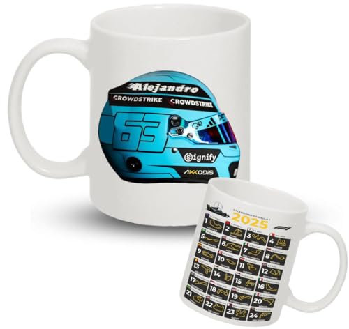 Luxury Desing Regalo personalizado - Tazas para personalizar - Taza personalizada nombre - George Russell - Taza personalizada Formula 1 - Regalos formula 1 - F1 (Casco George Russell)