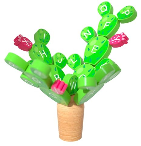 laxreheye Holzbalance-Spiel, Kaktus-Balancing | Kaktus-Puzzle-Waage mit alphabetischem Design, Bauset, lustige frühe Entwicklungsaktivitäten für