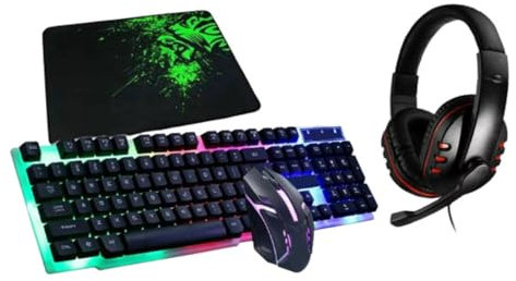 Kit completo gaming tastiera mouse cuffie tappetino 4 in 1 rgb gioco