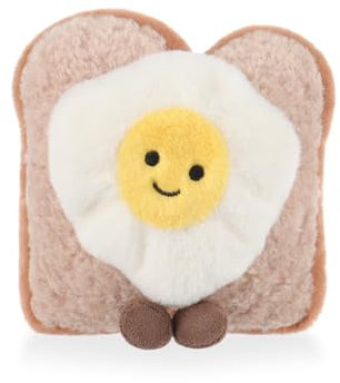 Apricot Lamb Röstbrot mit Eier Essen Plüschtiere für Kinder, weiche niedliche Kuscheltier für Baby Mädchen und Jungen, Flauschige Röstbrot mit Eier Braun 12 cm