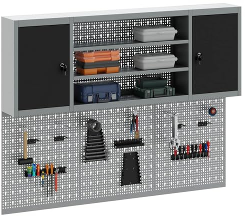 vidaXL Werkzeugschrank-Set 4 STK. Schwarz Pulverbeschichteter Stahl | Urban inspiriert, Easy to mount on any wall, Aus pulverbeschichtetem Stahl