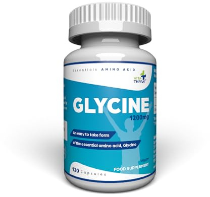 VitaThrive® Glycine 1200mg Capsules – High Strength Glycine Amino Acid Supplement for Recovery, Relaxation, Collagen Support & Daily Wellness – Vegan Glycine Capsules – 120 Capsules