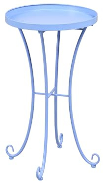 Beliani Garden Side Table Vintage Metal Round 40 cm Light Blue Cavinia