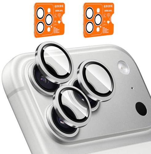 QHOHQ 2 Sätze Kameraschutz für iPhone 17 Pro Max/17 Pro/16 Pro Max/16 Pro/15 Pro Max/15 pro, Unabhängig Bruchsicher Kamera Schutz Glas, [15 Fuß​Militärstandard], 1-Sekunden Auto-Install - Silber​