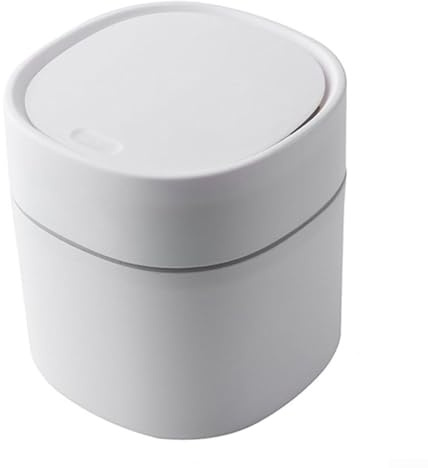 Mini poubelle compacte avec couvercle pour une utilisation de bureau, récipient de rangement en ABS, convient pour la maison et le bureau, pour gérer les déchets et organiser les articles (blanc)