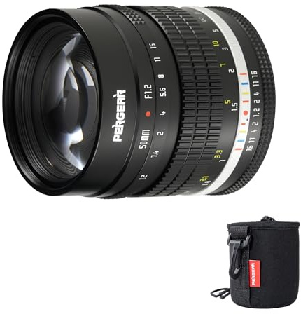 Pergear 50mm F1.2 APS-C Manueller Fokus Objektiv für Fuji X Mount Kamera | Luminous Edition F1.2 Große Blendenöffnung Äquivalente Brennweite 75mm DeClick Blendensystem, Kompaktes Retro-Design