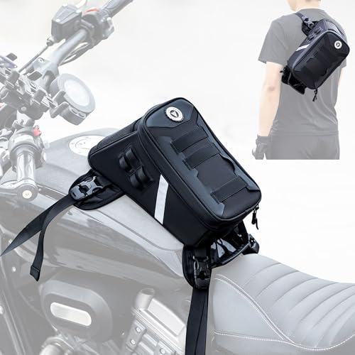 LeapPeak Motorrad Tankrucksack 5L Motorrad Tanktasche mit Regenschutz Großvolumig Outdoor Zubehör Motorradtasche mit Tragegriff(Schwarz)