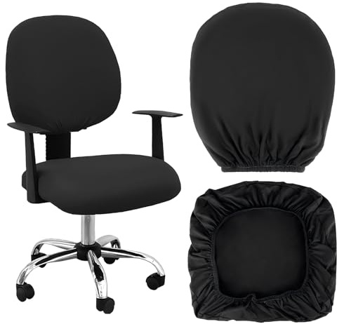 Dmrbiy Bürostuhl Bezug,Elastizität Sitzbezug Bürostuhl,Schwarz Waschbar Schreibtischstuhl Bezug,Abnehmbar,Staub- Und Spritzwassergeschützt (Rückenlehnenbezug Und Sitzkissenbezug)