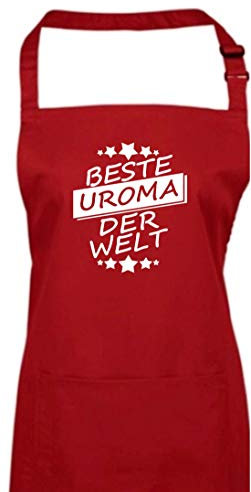 Shirtinstyle Kochschürze Latzschürze Beste Uroma Der Welt Familie Dankeschön Geschenk Backen Kochen Grillen, Farbe Burgundy
