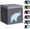 LOVE IT STORE IT Aufbewahrungsbox mit Deckel - Kallax Boxen aus Stoff - Verstärkt mit Holz - Quadratisch, stabil - Grau mit blauem Dino - 33x33x33 cm