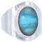 Ring Silber 925 Damen Labradorit Edelstein blau schlicht groß modern