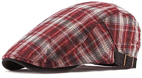 CHENNUO Schirmmützen Herren Flache Kappe Gatsby Mütze Sommer ivy Newsboy Cap Schiebermütze (Rot)
