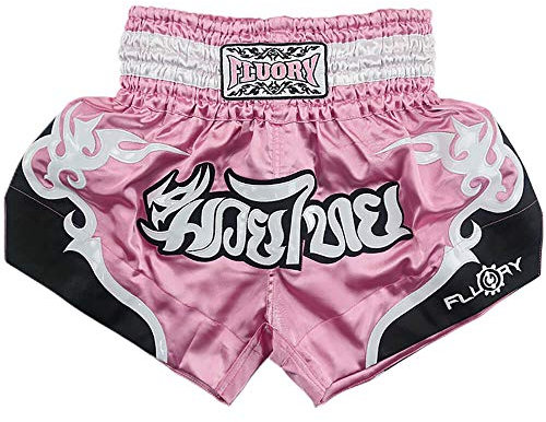 FLUORY Muay Thai Kampf-Shorts, MMA-Shorts, Bekleidung, Training, Käfigkampf, Grappling, Kampfsport, Kickboxen, Kleidung, Rose, M