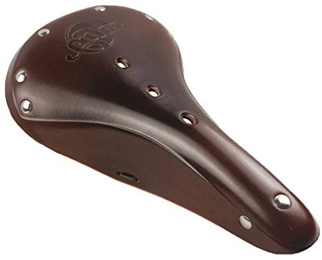 TentHome Vintage Fahrrad Sattel Leder Fahrradsitz Unisex Fahrradsattel Retro Braun Schwarz Line Sättel Classic Nieten Tourensättel (Braun)