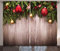 ABAKUHAUS Weihnachten Rustikaler Gardine, Holz rustikales Weihnachten, Schlafzimmer Kräuselband Vorhang mit Schlaufen und Haken, 280 x 260 cm, Kakao Grün Rot
