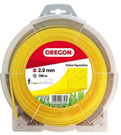 Oregon 69-408-Y Yellow Square Strimmer Line/Wire for Grass Trimmers and Brushcutters, 2.0 mm x 108 m