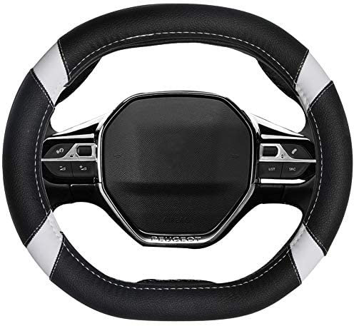 Mayco Bell Mikrofaser Leder Auto Lenkradbezug Fit für Peugeot 206 207 208 2016-2019 508 208 2019 e-208 (Weiß)
