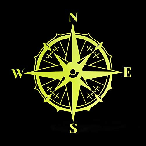 ERREINGE STICKER PRESPAZIATO GIALLO FLUO 15cm - Bussola Rosa dei Venti Barca Mare - Adesivo Decal Decalcomania Vinile Murale Laptop Auto Moto Casco Camper