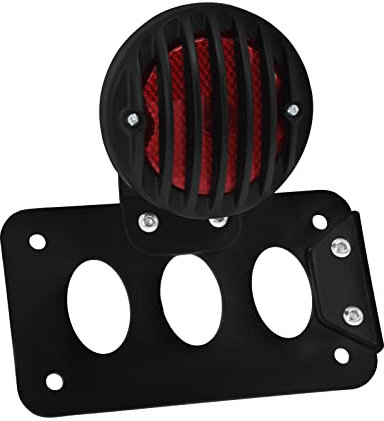 HDBUBALUS Seitenmontiertes Rücklicht mit Kennzeichenhalterung horizontal vertikal Tag-Halter für 20 mm Achsenhalterung kompatibel mit Harley Bobber Chopper Cruiser Custom Bike Yamaha Kawasaki