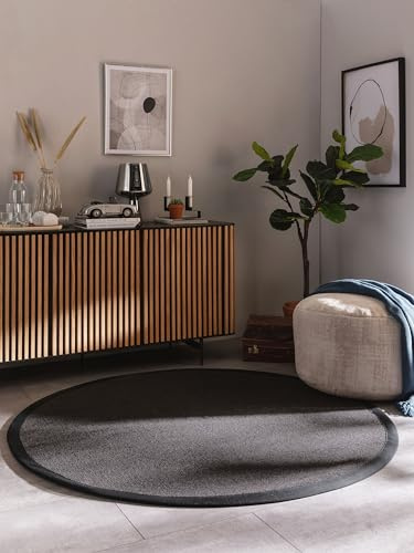 benuta Nest Sisal Naturfaser Teppich Sana - Schwarz rund 250 cm - Robuster Teppich für Esszimmer & Wohnzimmer - 100% Sisal Naturfaser - Zeitloses Design