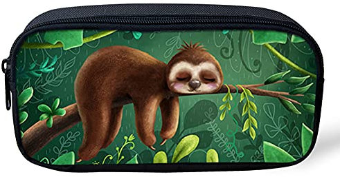 Biyejit Federmäppchen für Kinder, niedlicher Faultier-Druck, Stifteetui, Münztasche, Geldbörse