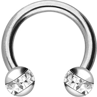 PIERCINGLINE Chirurgenstahl Hufeisenring 2 Epoxy Kugeln Piercing Septum Lippe Tragus Helix Silberfarben 3 x 1,2 x 10 mm