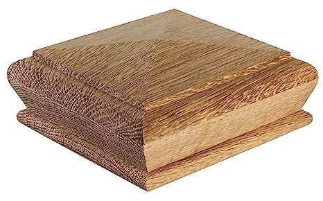 Blueprint Joinery Cambridge Oak Pyramid Newel Cap 120x120x50mm, Full Stair Newel Post Pyramid Cap 90mm, Recessed to Suit a 90mm x 90mm Newel (Full)