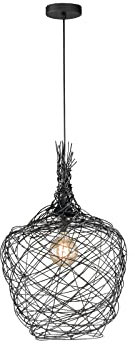 Pendelleuchte einflammig mit Drahtgeflecht & E27 Filament LED - große Esstischlampe Ø 42cm