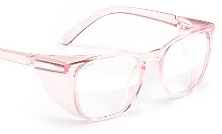 Stoggles - Official - Square - Z87.1 Certified Safety Glasses - Anti-Fog - Blue Light Blocking (Medium, Blush)