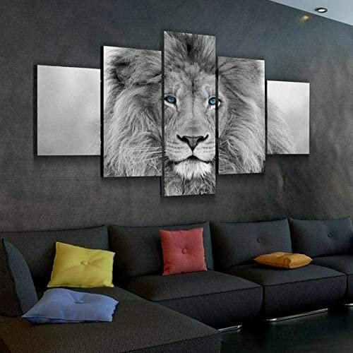 Schwarz-weiße Löwe-Portrait-Leinwand 5 teiliges wandbild 5 leinwandbilder anime 5 teiliges wandbild wandbilder wohnzimmer leinwandbild wandbilder wohnzimmer modern für Home Moderne Dekoration Print