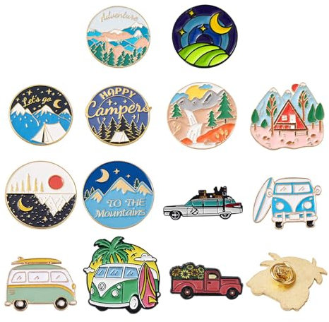 PandaHall Emaille Pin Badges Cartoon Brosche Pin Badges für Kleidung Taschen Jacken Zubehör Supplies, Metall