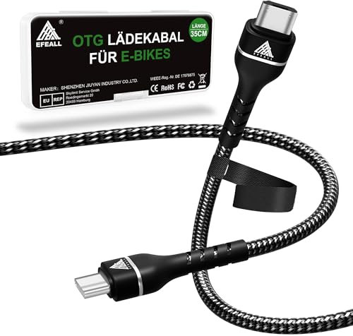 EFEALL EBike Ladekabel für iPhone 15/Android USB C für Bosch Intuvia, Kiox, Nyon(alt), Micro-USB B auf USB C kabel für Bosch Fahrradcomputer,35cm Länge OTG Ladefunktion Kabel für USB C