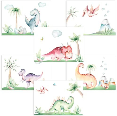 CreativeRobin Dino Poster-Set I Niedliche Babyzimmer Deko
