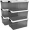 Cetomo 90L*6 Storage Boxes, Plastic Storage Box with Lids, Organizing Container with Secure Latching Buckles, Stackable, Nestable, Large Bin for Home Clothes, 90L-6Pack, Clear Black