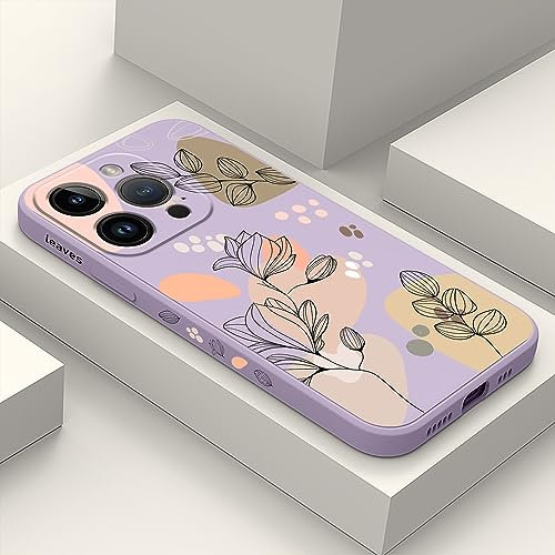 LEECG für iPhone 15 Pro Hülle Kreative Muster Design für iPhone 15 Pro Handyhülle Mikrofaser Weiche Flüssigem Silikon Cover-Morandi Violett