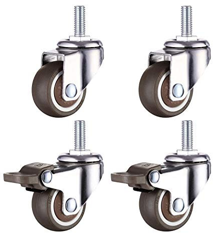 Möbelrollen M10, Rollen für Röbel M10, M8 Rollen 2 Rollen ohne Bremse + 2 Rollen mit Bremse, Schwerlastrollen M10, Lenkrollen mit M10 gewinde 4er set, Lenkrollen für Möbel 50mm