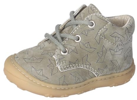 RICOSTA Unisex Stiefel Honey, Baby und Kleinkinder Lauflernschuhe, Weite: Mittel, lose Einlage, schnürstiefel, Booties, Leder, eukalyptus (530), 19 EU