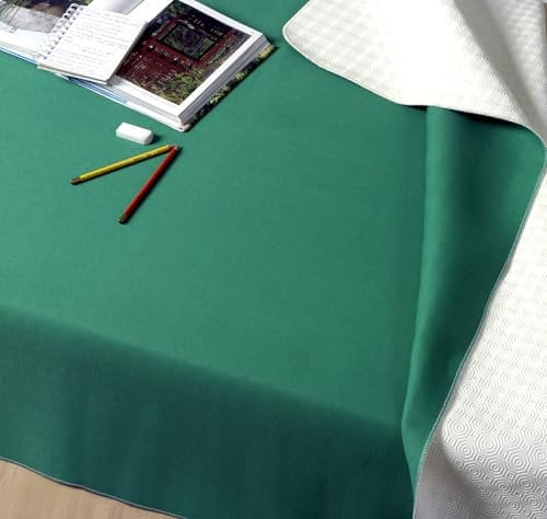 GEMITEX Molle Tischschutz, hergestellt in Italien, rutschfest, stoßfest, doppelseitig, weiß/grün, 140 x 140 cm, dekoriert und schützt Ihren Tisch vor Stößen, Kratzern und Flüssigkeiten, mit