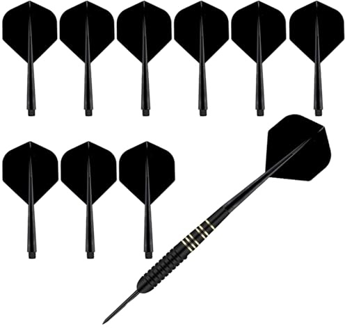 HERZWILD Set di 9 alette e asta per freccette integrati, standard 2BA, con asta e alette integrate, forma standard, anti rottura
