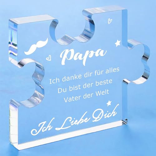 Heartsking Papa Geschenk, Acryl Plakette Dekoration Papa, Geschenk für Papa von Tochter Sohn, Bester Papa Geschenke für Vatertag Weihnachten Geschenke