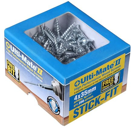 Ulti-Mate Boîte de 200 Vis Longue à Bois BZP 4,0 x 35 mm