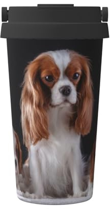 FUkker Insulated Coffee Mug,500 ml Travel Mug Stainless Steel Insulated Tumbler Coffee Cup,Cavalier King Charles Spaniel Mother with Cubs