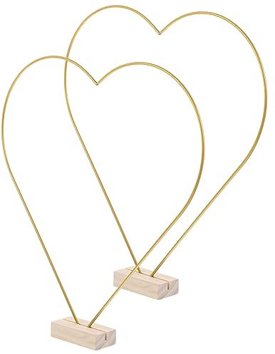 Garneck 2 Sets Wedding Metal Stand Heart Shaped Wire Wreath Frame Wire Heart Wreath Frame Party Accessory Shaped Large Wood Centerpieces for Tables