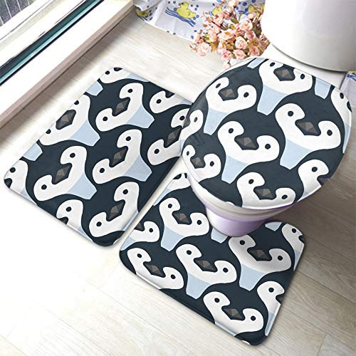 Set 3 Teilig Badvorleger Niedlicher Pinguin Baby Cartoon Lustige Winter Tier Konturmatte Waschbar Weiche Badezimmer Matte, Für Wohnzimmer, Badezimmer