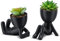 Sonhomay Piante grasse finte Mini piante artificiali con vasi in ceramica a forma di umano, mini pianta grassa artificiale in vaso per casa, ufficio, bagno, camera da letto decorazione