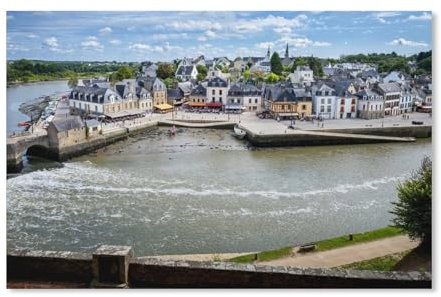 YYHMKBYY Kits De Peinture Diamant 5D Pour Adultes,Port de Saint-Goustan. Vue panoramique sur Le Vieux Centre-Ville,Adulte Diamond Painting Strass Cristal Complet Kits Art De La Mosaïque (50x60cm)-C82