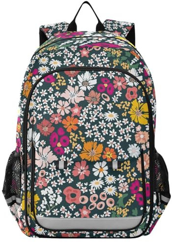 Kids Laptop Backpack Daisies Wild Flowers Vintage High Middle School Casual Daypack Daily Travel Laptop Bag