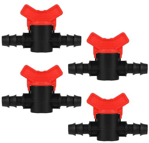 4 PCS Drip Irrigation Switch Valve 1/2 Inch Garden Hose Stop Valve for Irrigation Tube Hose Connectors Barbed Valve for Outdoor Garden Gate Valves for 1/2 Inch Double Male Barbed Valve