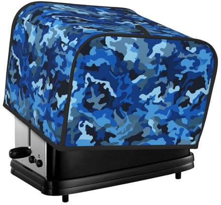 Copertura per tostapane a quattro fette con stampa mimetica blu per piccoli elettrodomestici da cucina, protezione per impronte digitali