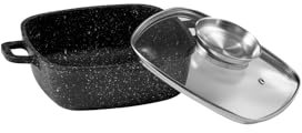 Pradel Excellence - PCUI001024 - Faitout Carré en Fonte d'Aluminium Premium 20x20cm, Revêtement Anti-Adhésif Façon Pierre, Protège-Poignées Amovibles, Tous Feux